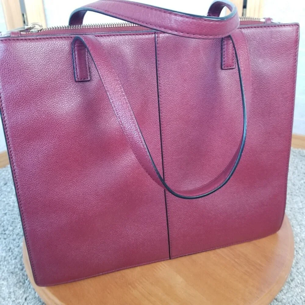 Kate Spade Large Tote Zarinah Hyde Tote Pink Burgundy Leather Suede Shoulder Bag - Picture 5 of 12